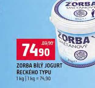 ZORBA BÍLÝ JOGURT ŘECKÉHO TYPU 1 kg