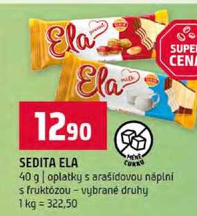 SEDITA ELA 40 g oplatky s arašidovou náplní s fruktózou vybrané druhy