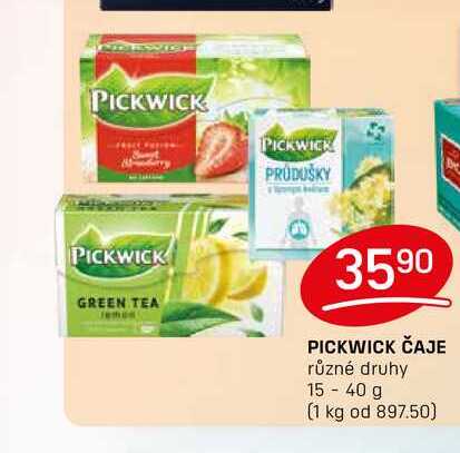 PICKWICK ČAJE různé druhy 15- 40 g
