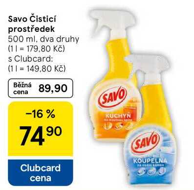 Savo Čisticí prostředek, 500 ml, dva druhy 