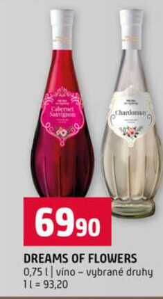 DREAMS OF FLOWERS 0,75l víno vybrané druhy