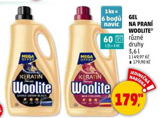 GEL NA PRANÍ WOOLITE, 3,6 l
