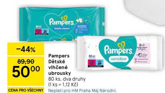 Pampers Dětské vlhčené ubrousky, 80 ks
