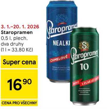 Staropramen, 0.5 I, plech. dva druhy 
