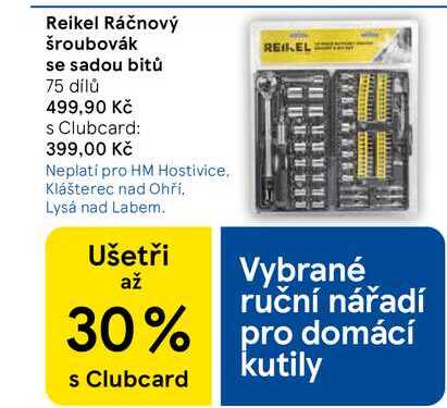 Reikel Ráčnový šroubovák se sadou bitů, 75 dílů  