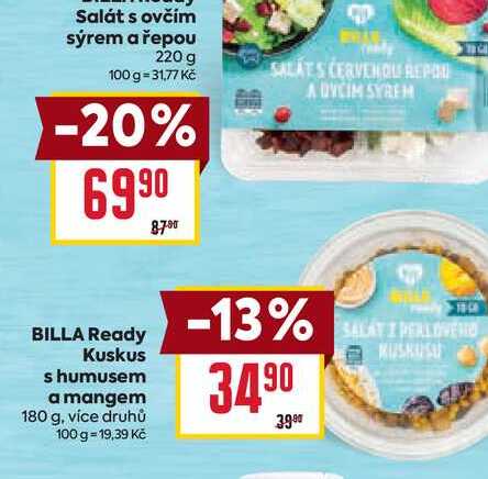 BILLA Ready Kuskus s humusem a mangem 180 g