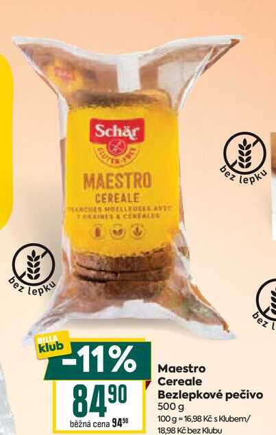Maestro Cereale Bezlepkové pečivo 500 g