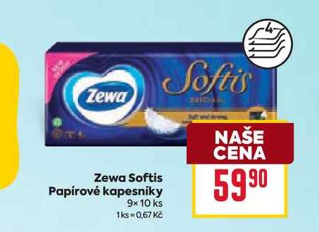 Zewa Softis Papírové kapesníky 9x 10 ks