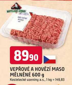 VEPŘOVÉ A HOVĚZÍ MASO MĚLNĚNÉ 600 g 