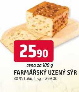 FARMÁŘSKÝ UZENÝ SÝR 30% tuku, 100 g