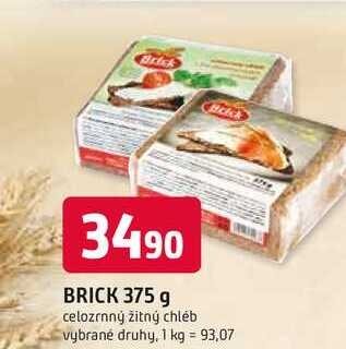 BRICK 375 g celozrnný žitný chléb 
