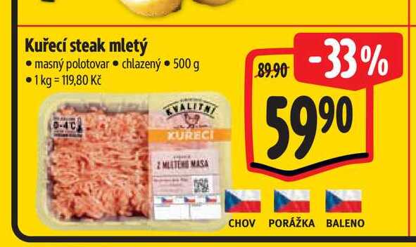 Kuřecí steak mletý 500 g