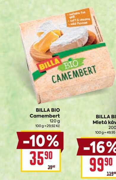 BILLA BIO Camembert 120 g