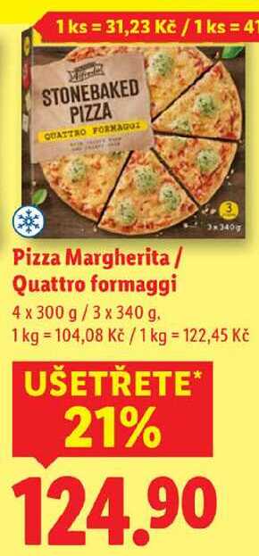 Pizza Margherita/Quattro formaggi, 4x 300 g/3x 340 g
