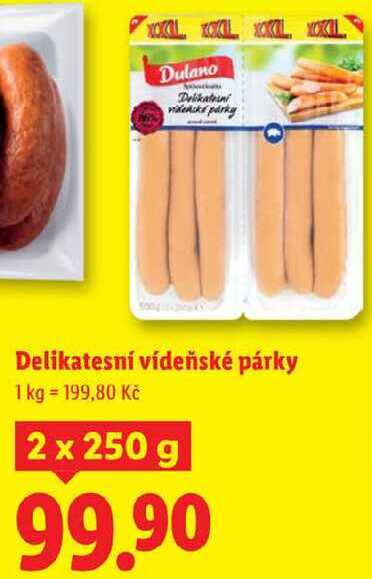 Delikatesní vídeňské párky, 2x 250 g