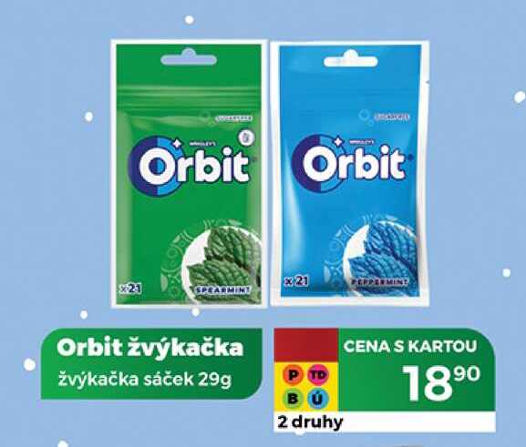 Orbit žvýkačka žvýkačka sáček 29g 