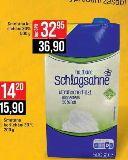 Smetana ke šlehání 30% 500 g