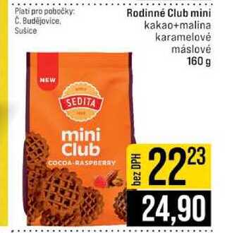 Rodinné Club mini kakao+malina karamelové máslové 160 g