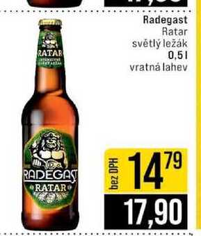 Radegast Ratar světlý ležák 0,5l