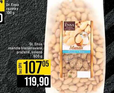Dr. Ensa mandle blansirované pražené, solené 500 g