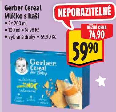 Gerber Cereal Mlíčko s kaší, 2x 200 ml