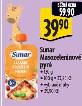 Sunar Masozeleninové pyré, 120 g