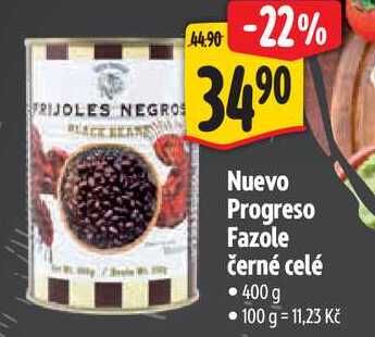 Nuevo Progreso Fazole černé celé, 400 g