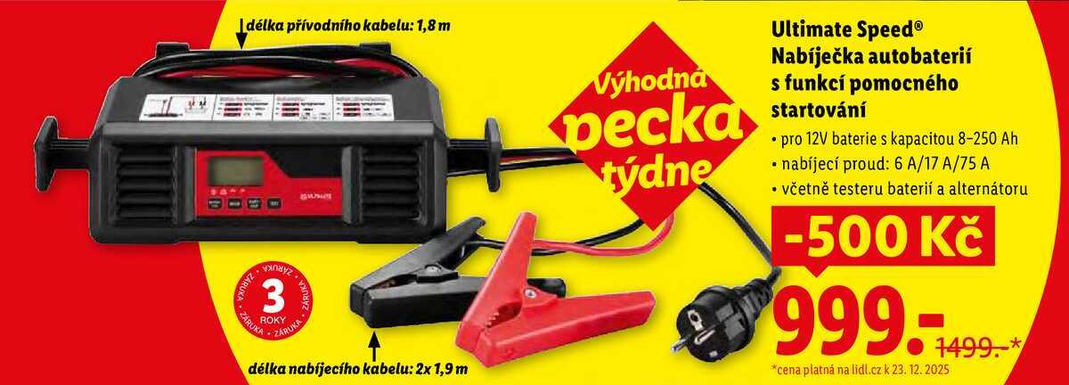Ultimate Speed Nabíječka autobaterií s funkcí pomocného startování