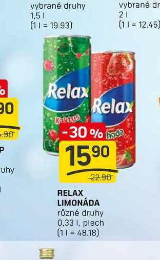 RELAX LIMONÁDA různé druhy 0,33 l, plech 