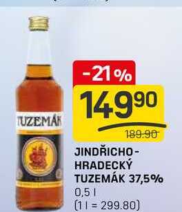 JINDŘICHO- HRADECKÝ TUZEMÁK 37,5% 0,5l