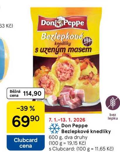 Don Peppe Bezlepkové knedlíky s uzeným masem, 600 g, dva druhy 