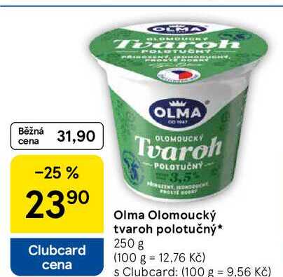 Olma Olomoucký tvaroh polotučný, 250 g 