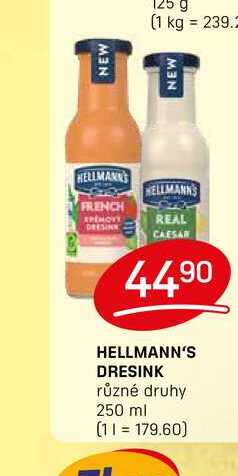 HELLMANN'S DRESINK různé druhy 250 ml