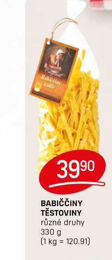 BABIČČINY TĚSTOVINY různé druhy 330 g 