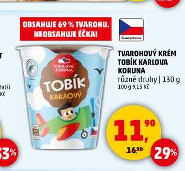 TVAROHOVÝ KRÉM TOBÍK KARLOVA KORUNA, 130 g 