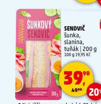 SENDVIČ šunka, slanina, tuňák, 200 g