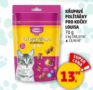 KŘUPAVÉ POLŠTÁŘKY PRO KOČKY LOUISA, 70 g