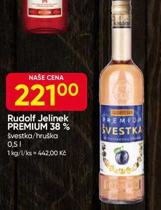 Rudolf Jelínek PREMIUM 38% švestka/hruška 0,5l