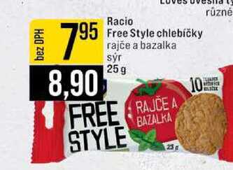 Racio Free Style chlebíčky rajče a bazalka sýr 25 g 