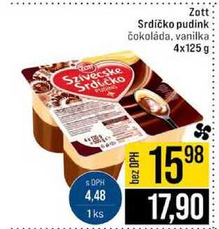 Zott Srdíčko pudink čokoláda, vanilka 4x125 g 