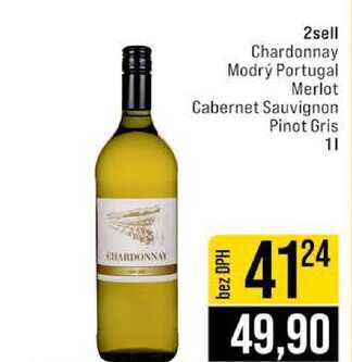 2sell Chardonnay Modrý Portugal Merlot Cabernet Sauvignon Pinot Gris 1l