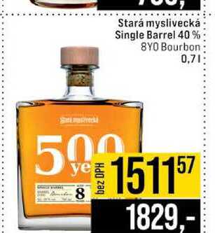 Stará myslivecká Single Barrel 40% 8YO Bourbon 0,7l