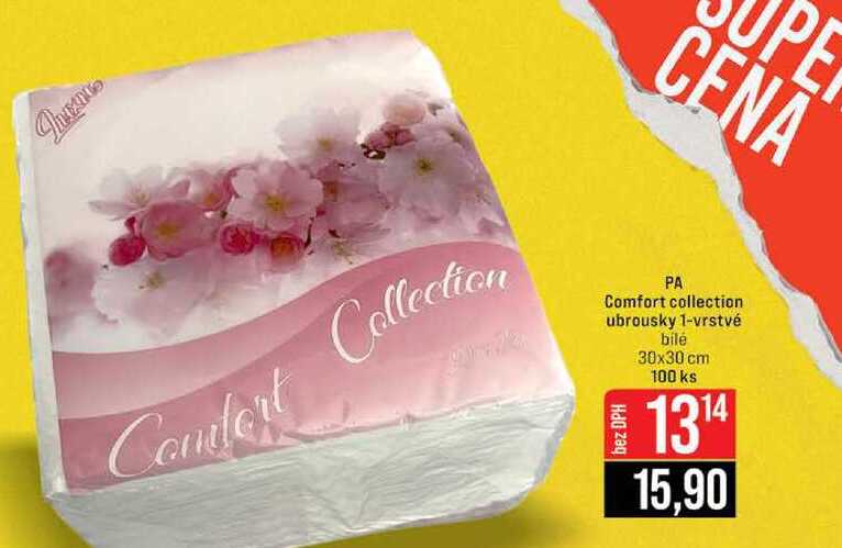 PA Comfort collection ubrousky 1-vrstvé bilé 30x30 cm 100 ks 