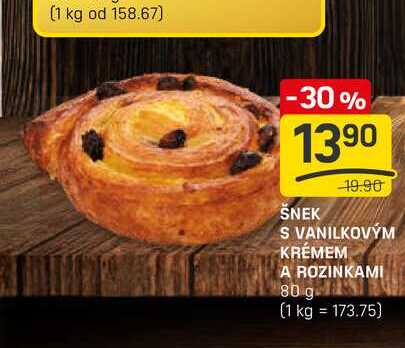 ŠNEK S VANILKOVÝM KRÉMEM A ROZINKAMI 80 g 
