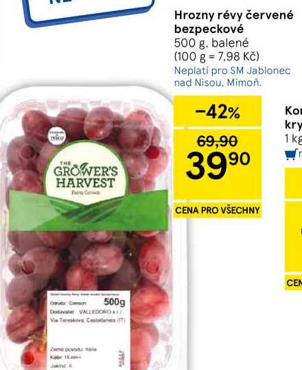 Hrozny révy červené bezpeckové, 500 g, balené  