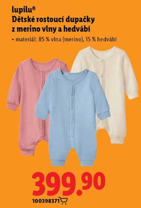 lupilu Dětské rostoucí dupačky z merino vlny a hedvábí 