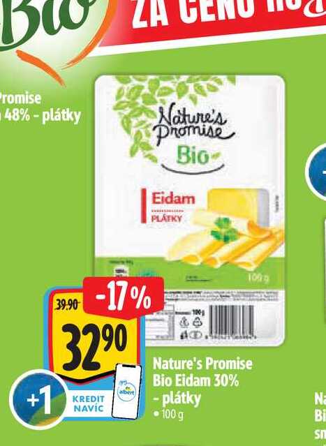   Nature's Promise Bio Eidam 30% - plátky 100 g 