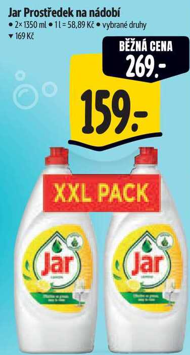 Jar Prostředek na nádobí, 2x 1350 ml