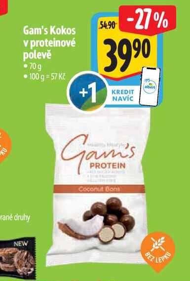 Gam's Kokos v proteinové polevě  70 g  