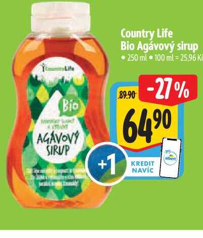   Country Life Bio Agávový sirup 250 ml 
